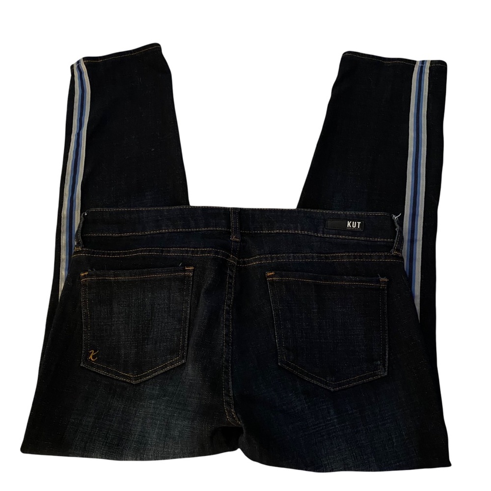 Kut from the Kloth Stevie Ankle Straight Leg Jean with Blue Varsity Side Stripes - Picture 7 of 12